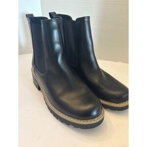 Universal Thread Black Faux Leather Chelsea Lug Sole Boots Women's Size 7.5